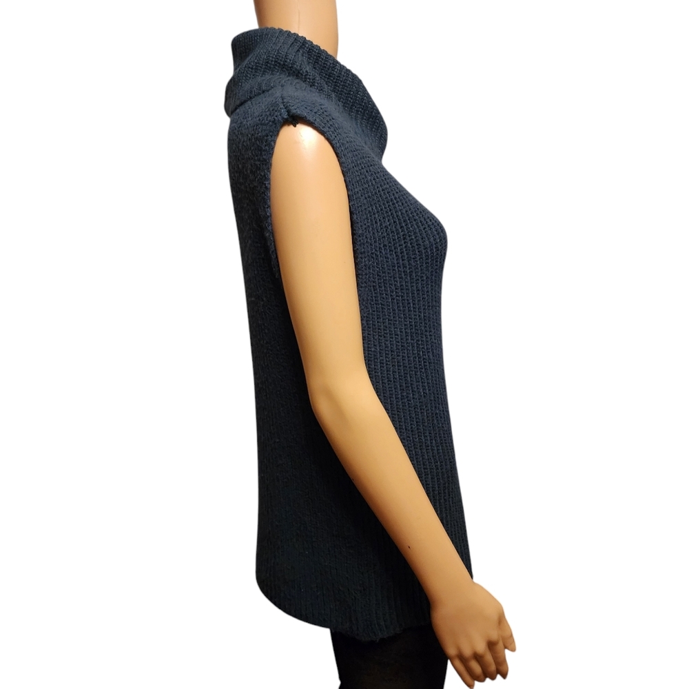 Rachel Zoe Oversized Dark Teal Ribbed Sleeveless Turtleneck Sweater S NWT - Picture 3 of 9